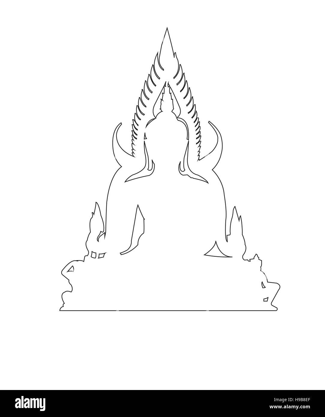 Chemin Bouddha sur le fond blanc Illustration de Vecteur