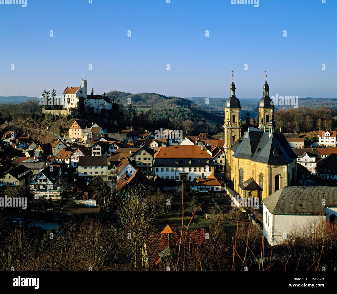 Gossweinstein château, église et ville, en Franconie, Allemagne Banque D'Images
