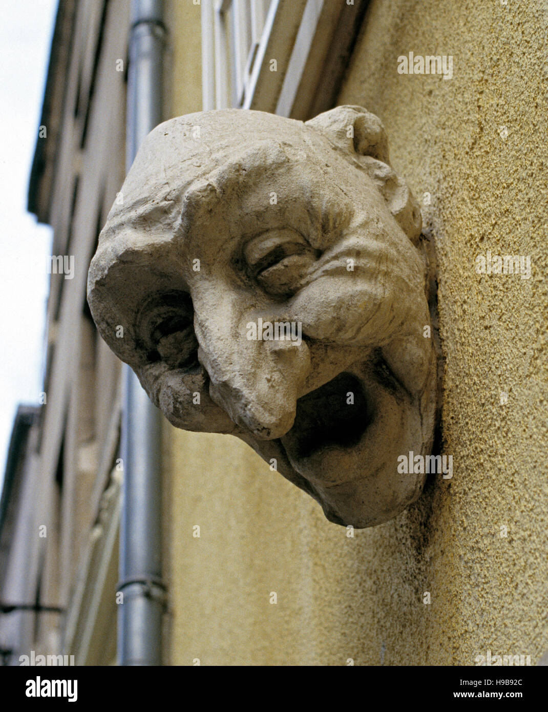 Sculpture sur house, France Banque D'Images
