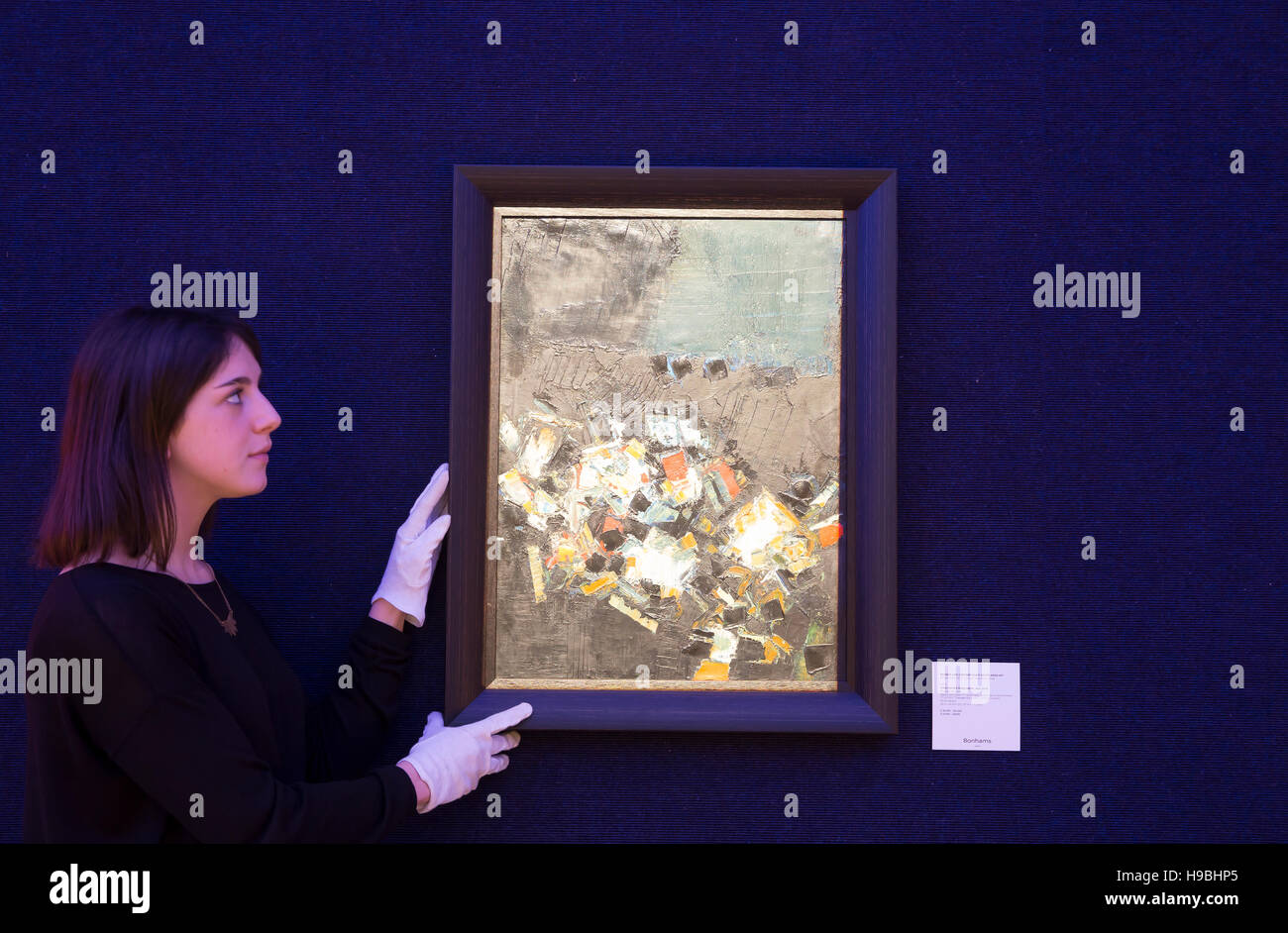 Londres, Royaume-Uni. 21 Nov, 2016. Syed Haider Raza (Indiens, 1922-2016) Paysage Nocturne (1961) et l'Irlandais moderne britannique Bonhams vente d'art en Londo Crédit : Keith Larby/Alamy Live News Banque D'Images