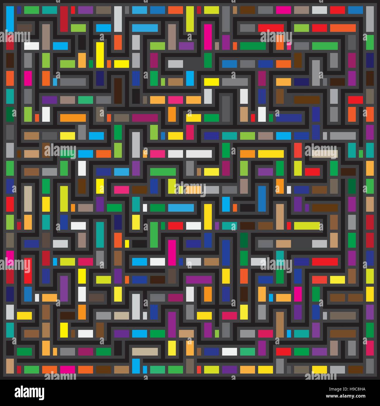 Vector Labyrinthe multicolore motif géométrique Illustration de Vecteur
