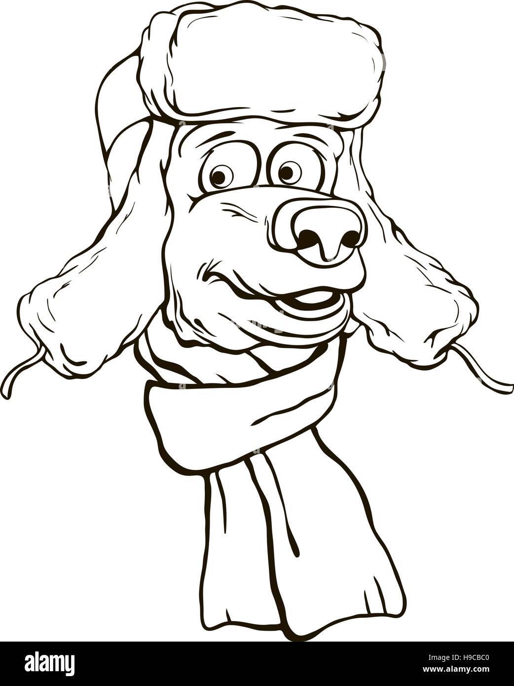 Illustration d'une tête d'ours en hiver bonnet et écharpe. Monochrome  Contour dessin vectoriel Image Vectorielle Stock - Alamy