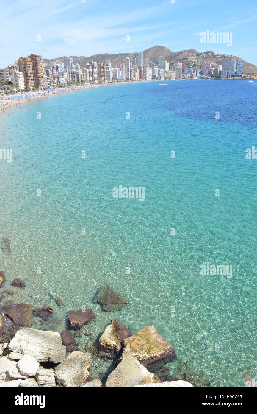 Vues de la plage de Levante de Benidorm. Banque D'Images