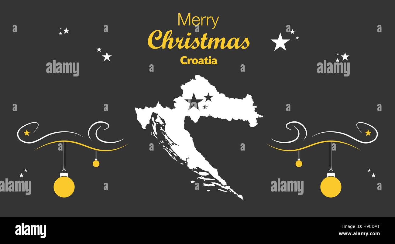 Joyeux Noël thème d'illustration avec la carte de la Croatie Illustration de Vecteur