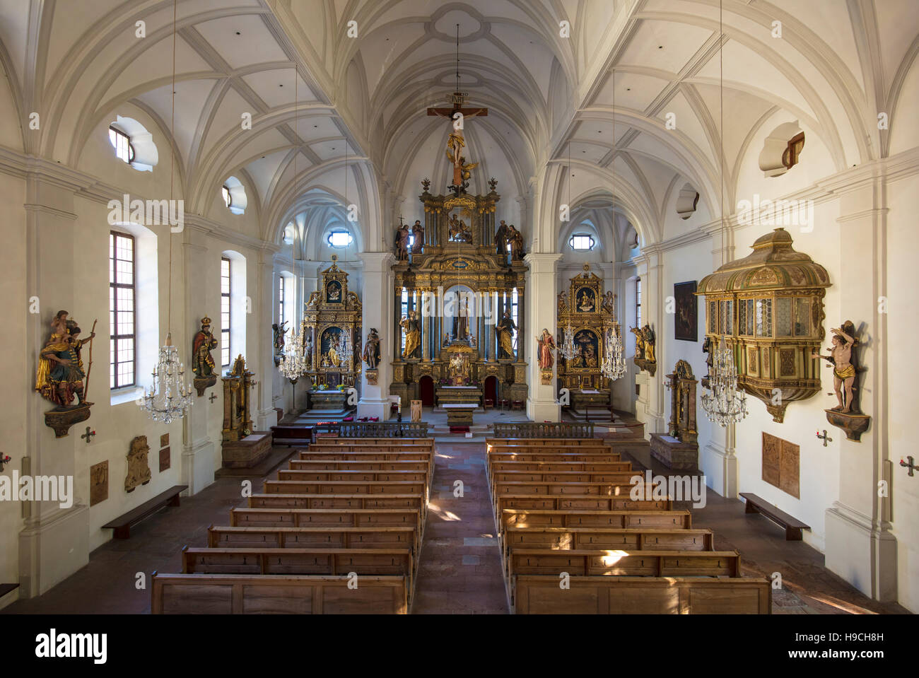 Intérieur de Saint Andreas (Andrew) Église (b. 14e c), Berchtesgaden, Bavière, Allemagne Banque D'Images