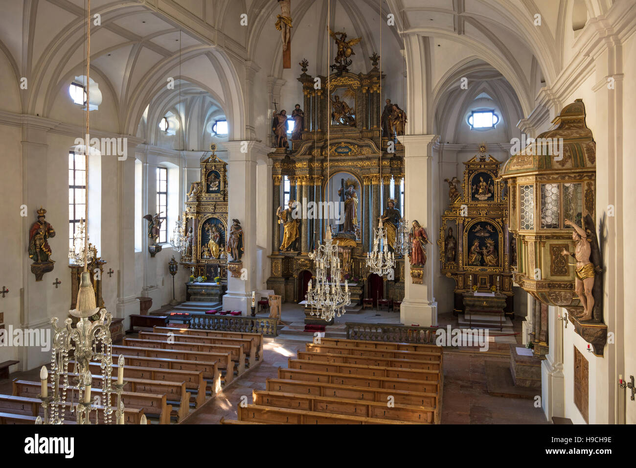 Intérieur de Saint Andreas (Andrew) Église (b. 14e c), Berchtesgaden, Bavière, Allemagne Banque D'Images