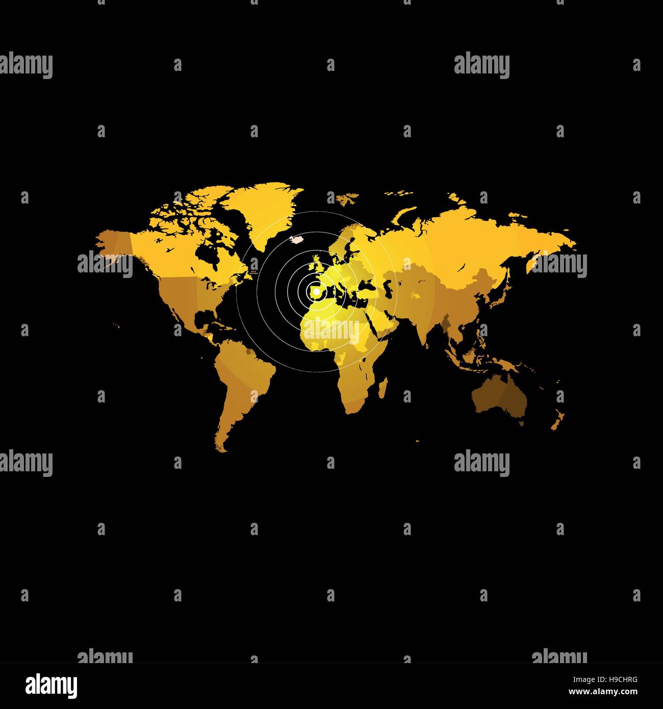 Carte du monde de couleur orange sur fond noir. Globe design toile de fond. L'élément de la cartographie papier peint. L'emplacement géographique de l'image. Illustration vecteur de continents. Illustration de Vecteur