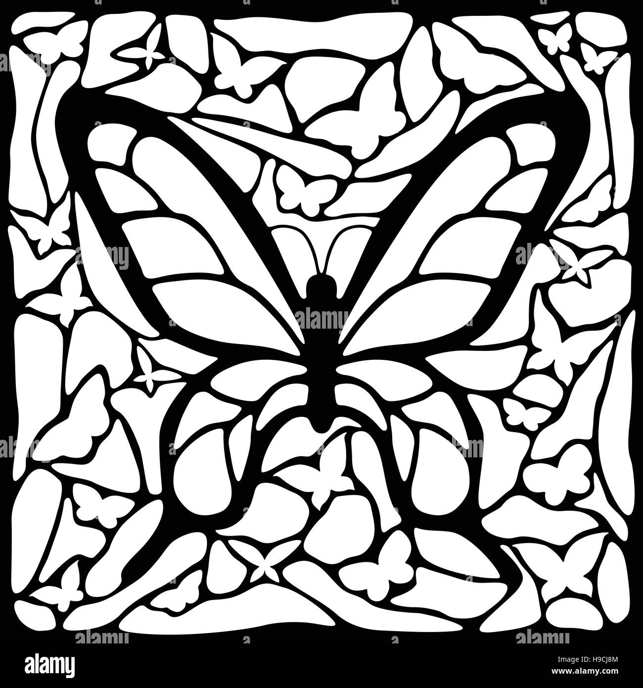 Papillon abstrait en noir et blanc Illustration de Vecteur