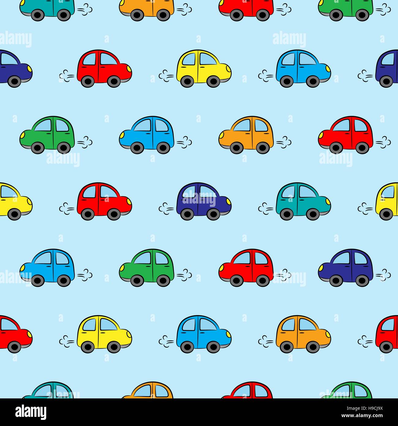 Modèle vectoriel continu avec mignon voitures de couleurs différentes Illustration de Vecteur