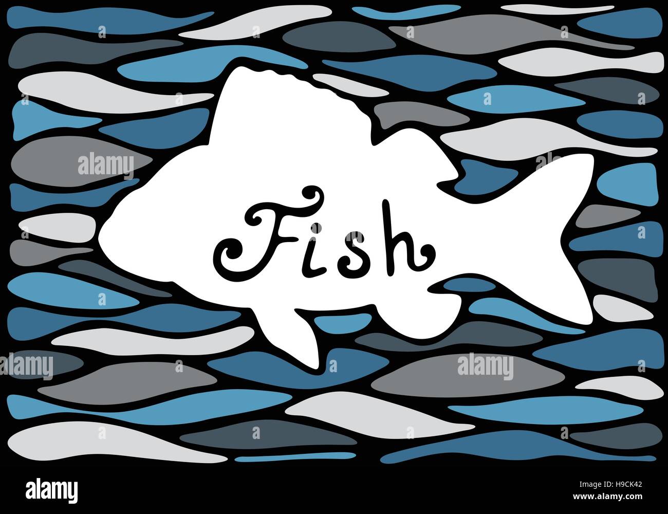Vector silhouette d'un poisson sur une mer Résumé Contexte Illustration de Vecteur