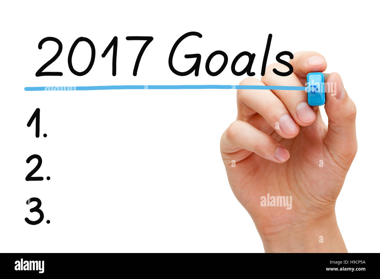 Blank liste d'objectifs pour l'année 2017 isolé sur blanc. Banque D'Images
