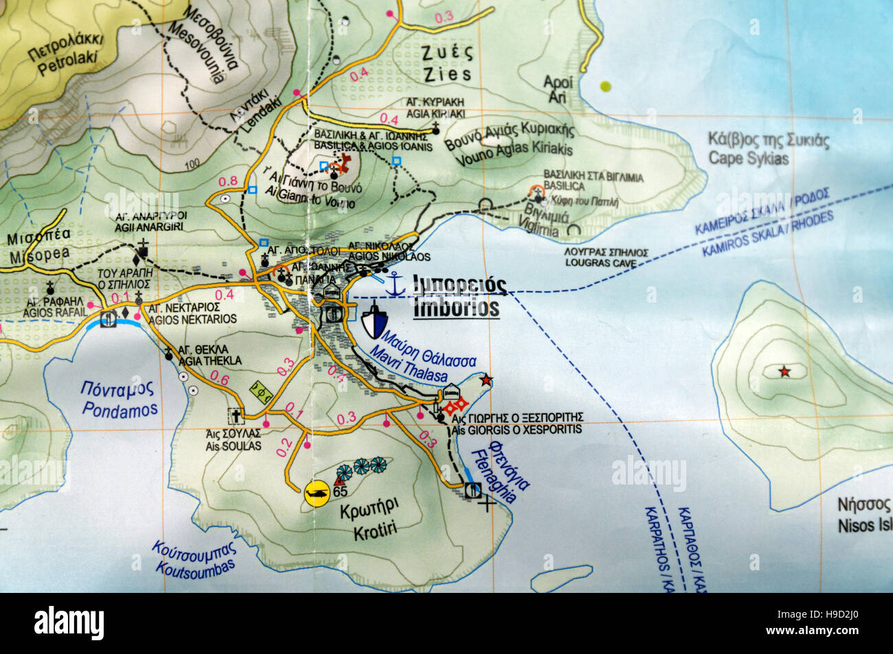 Carte des îles Topo l'île grecque de l'île de Chalki. Banque D'Images