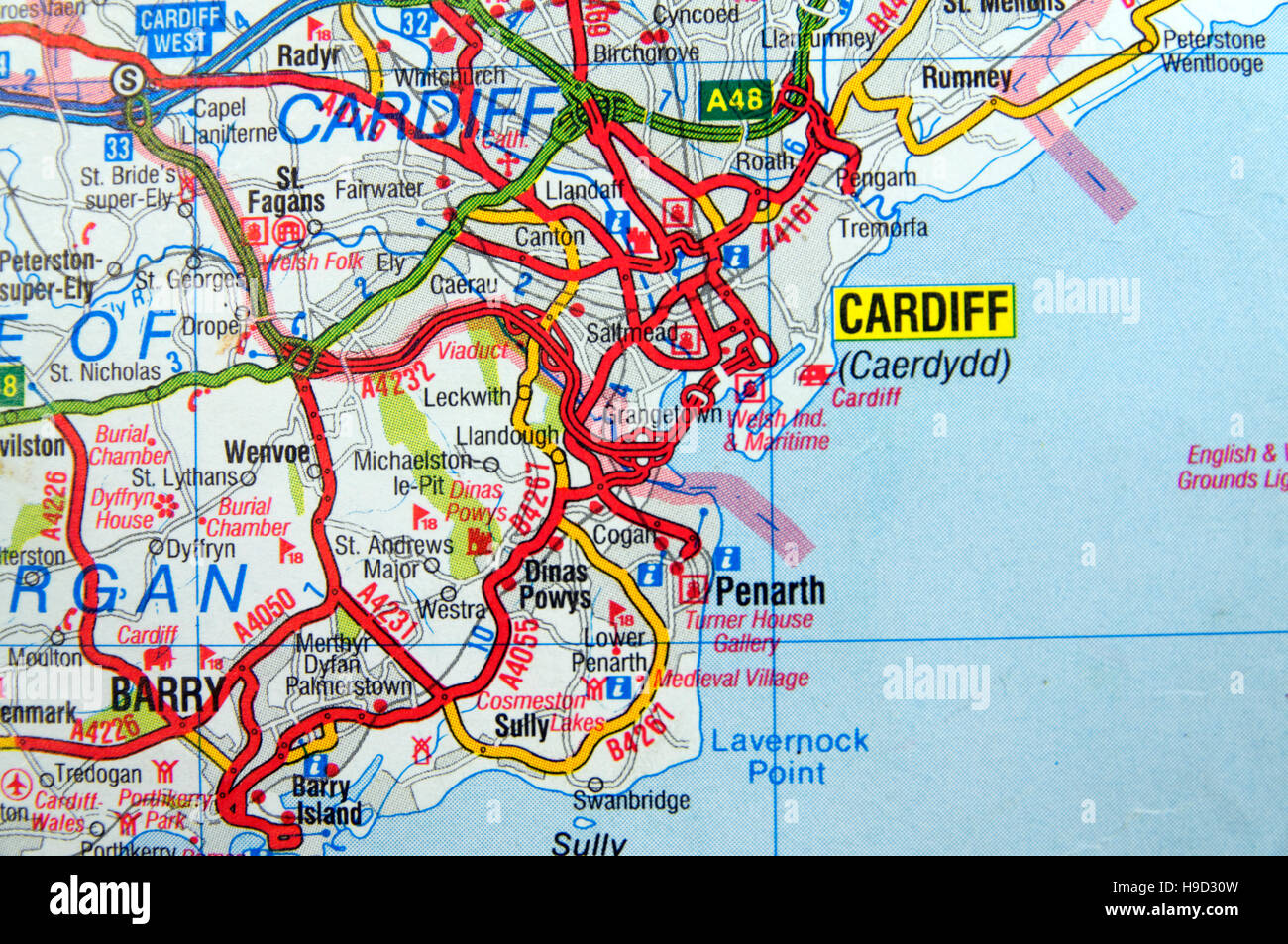 Route de Cardiff, Pays de Galles. Banque D'Images