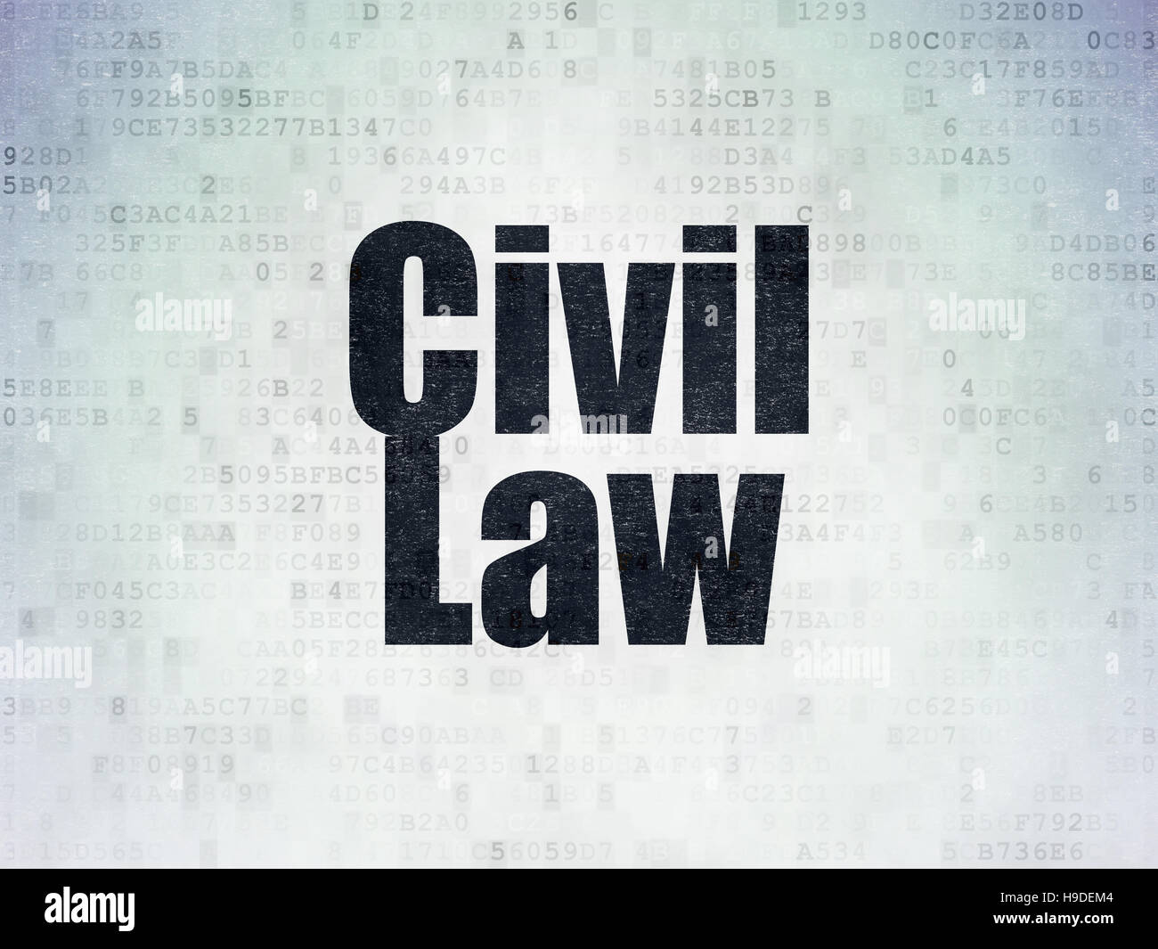 Concept de droit : Droit civil sur les données numériques papier fond Banque D'Images