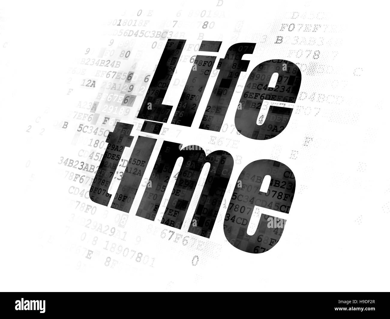 Concept de temps : temps de vie sur l'arrière-plan numérique Banque D'Images