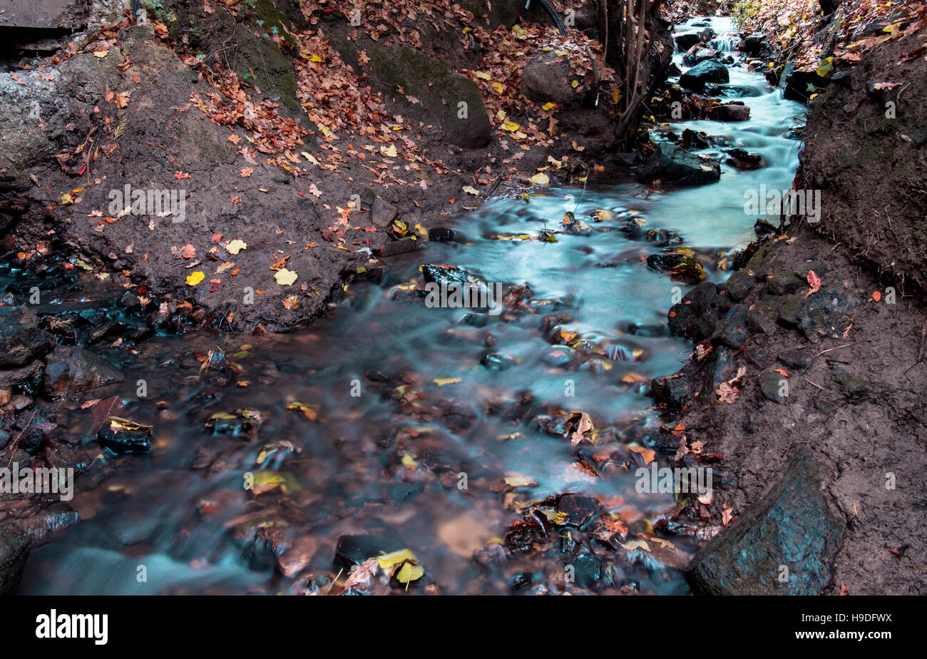 Flux avec de l'eau turquoise qui coule Banque D'Images