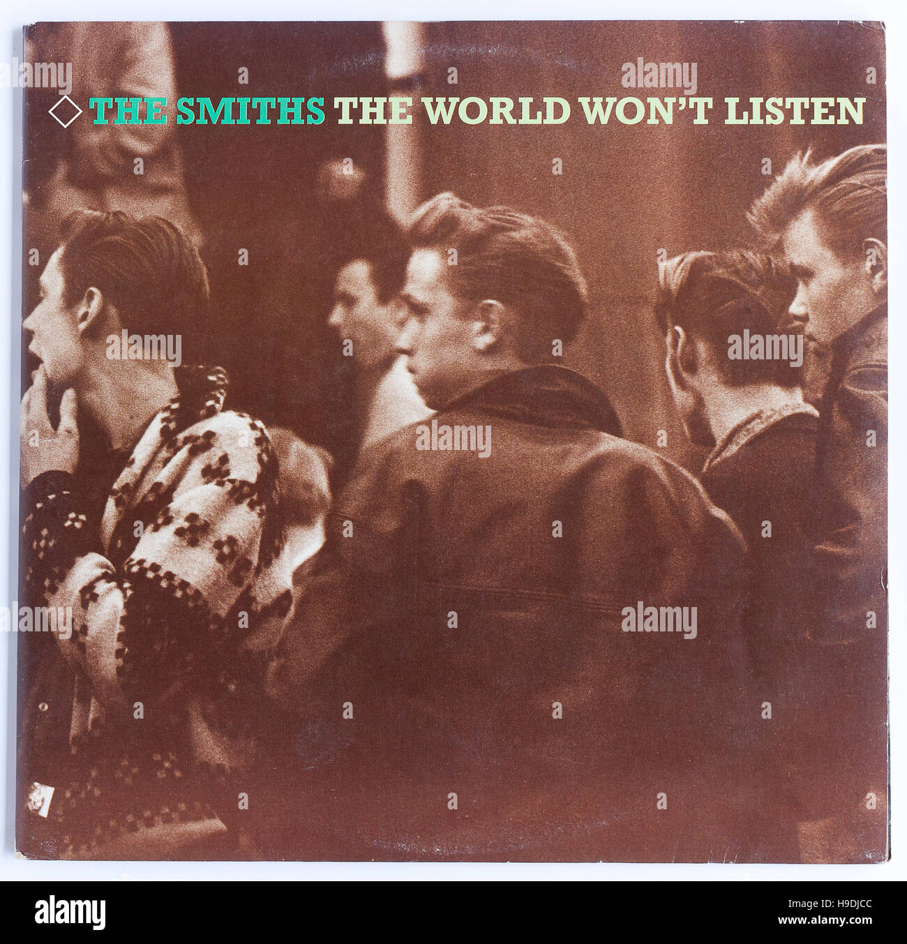 Couverture de The Smiths 'le monde n'écoutera pas la compilation de 1987 Album sur le commerce brut - usage éditorial uniquement Banque D'Images