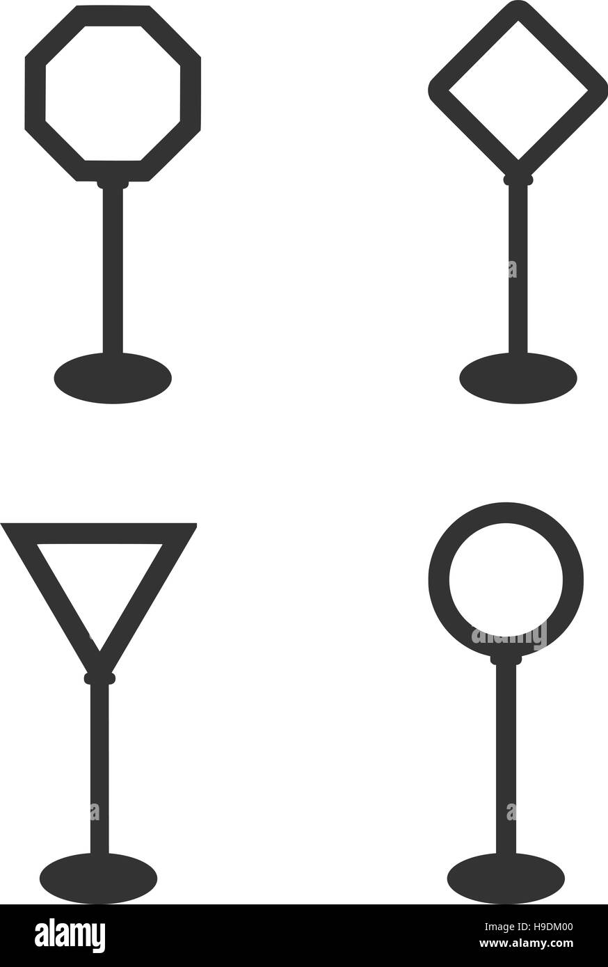 Ensemble de signe de route Illustration de Vecteur