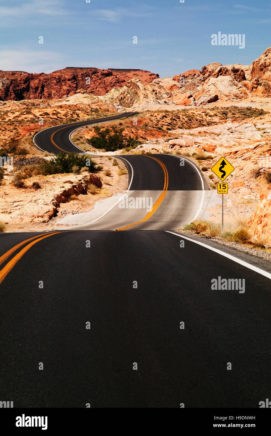Winding road,Vallée de Feu Park USA Banque D'Images
