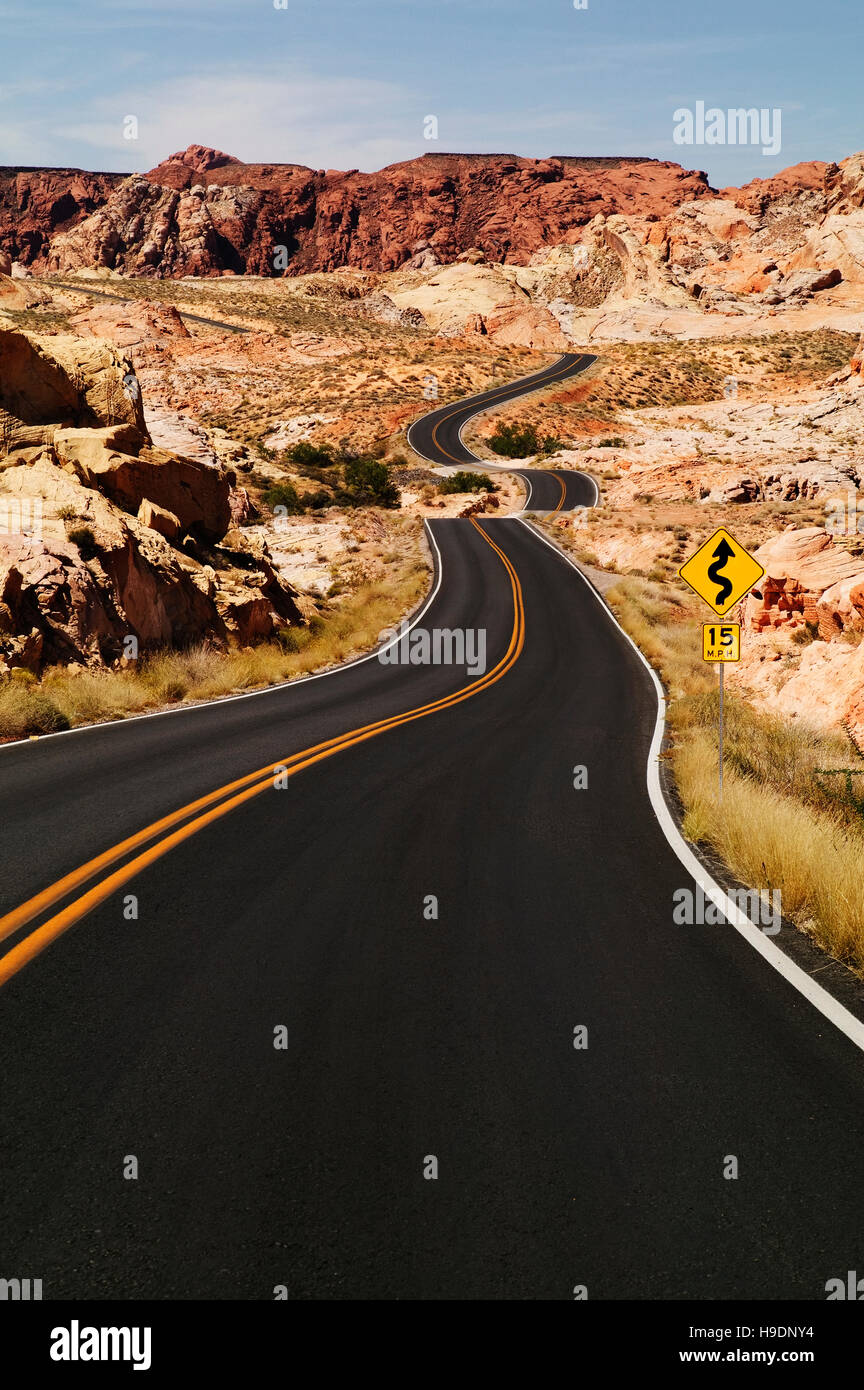 Winding road,Vallée de Feu Park USA Banque D'Images