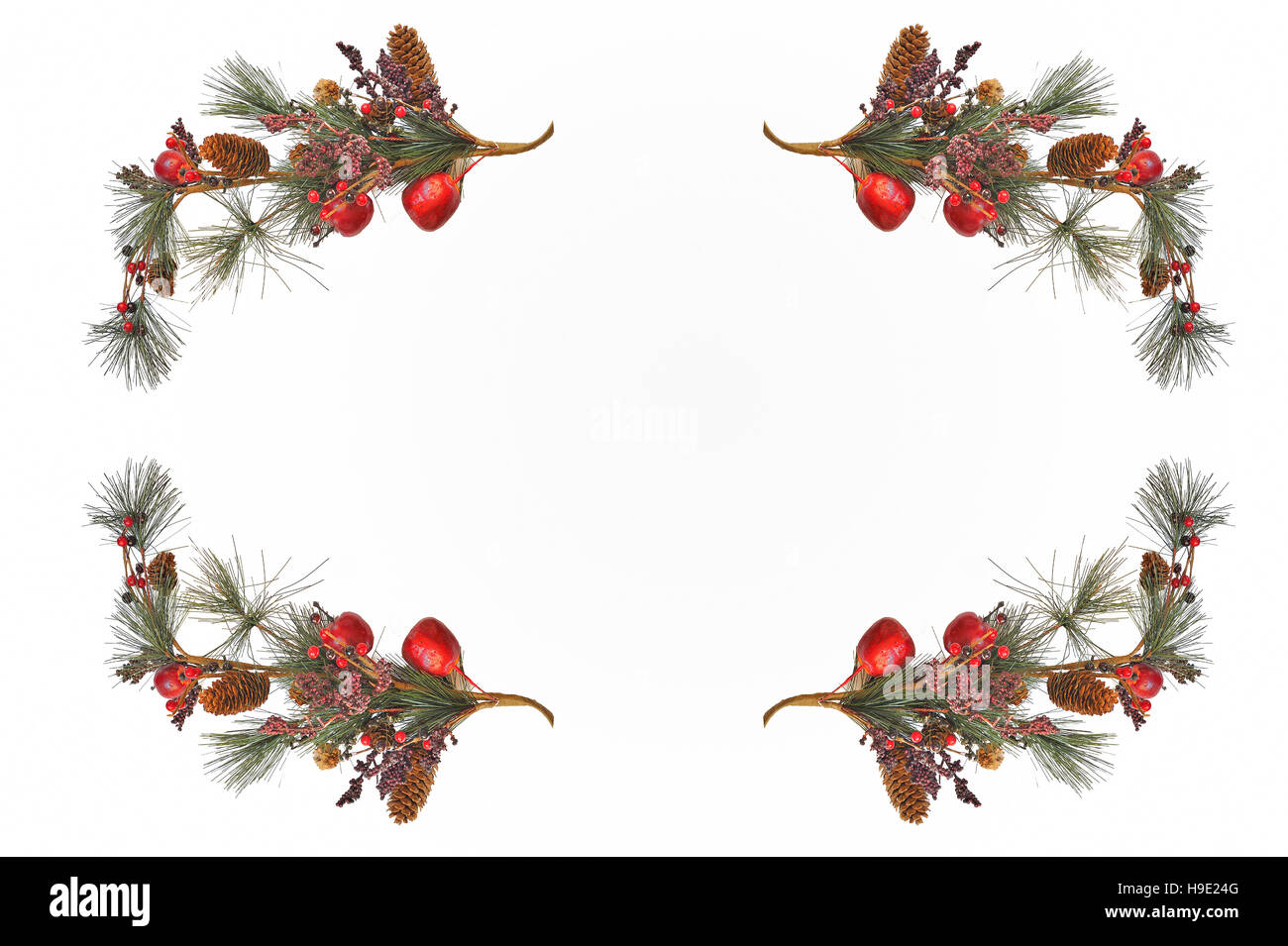 Des branches de pins avec les cônes Noël Décoration Banque D'Images