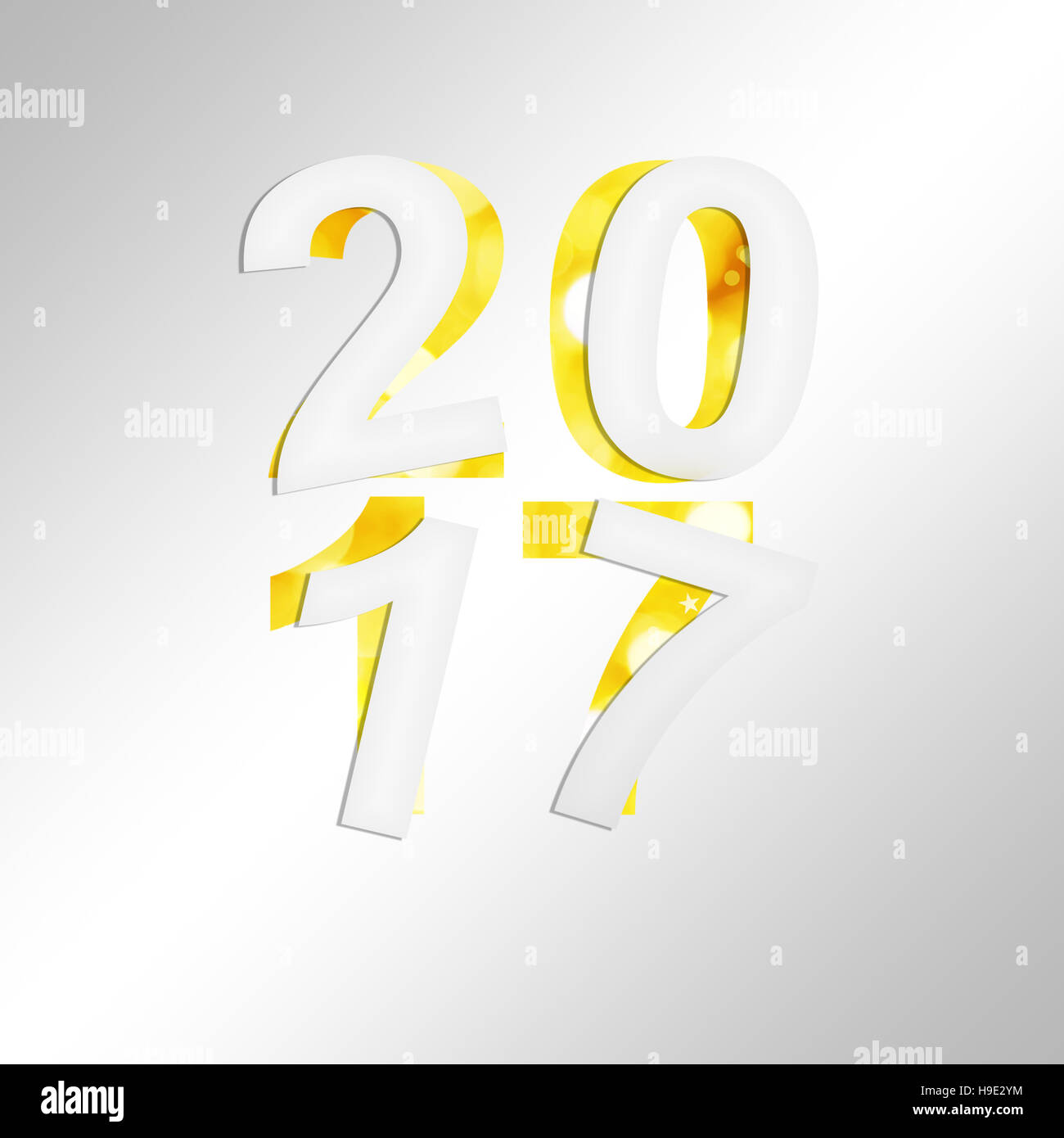 2017 square carte de souhaits avec du papier coupé et fond brillant Banque D'Images