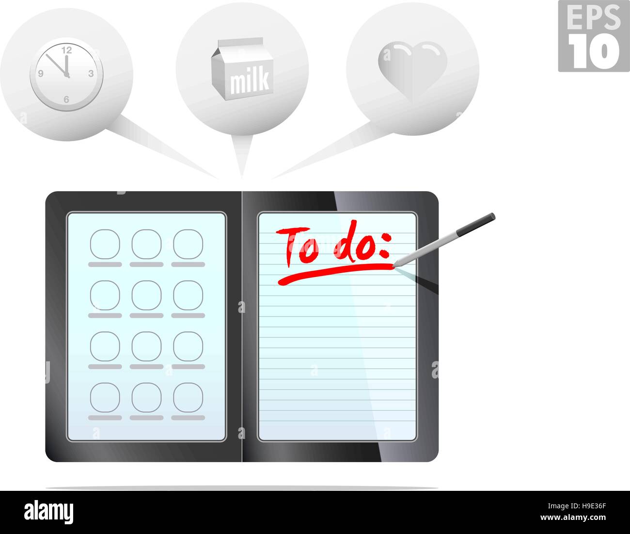 Tablet PC double écran organisateur, gestionnaire d'informations personnelles Illustration de Vecteur