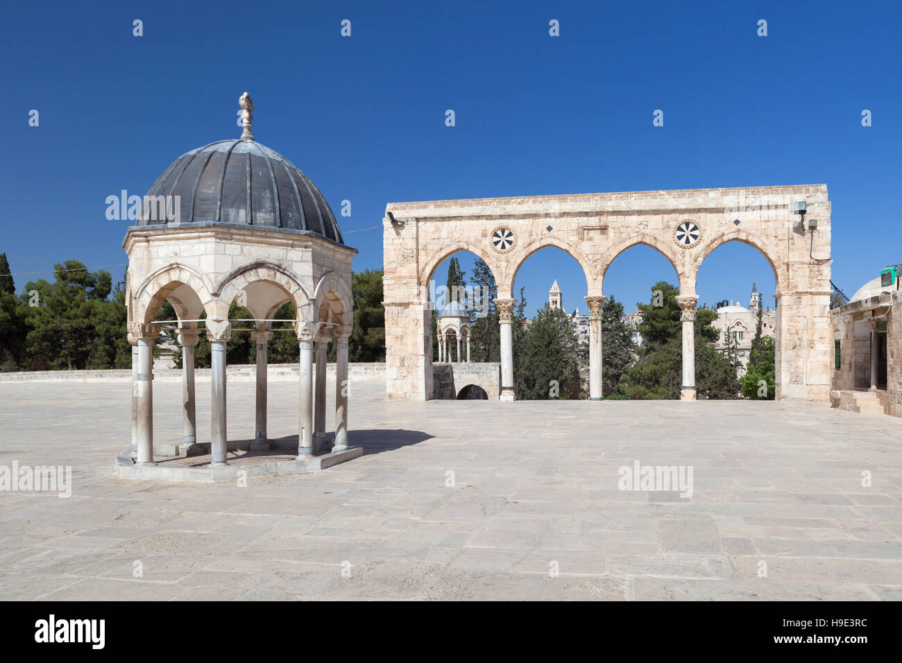 L'arches en haut de l'escalier des balances des âmes, mont du temple, Jérusalem, Palestine Banque D'Images