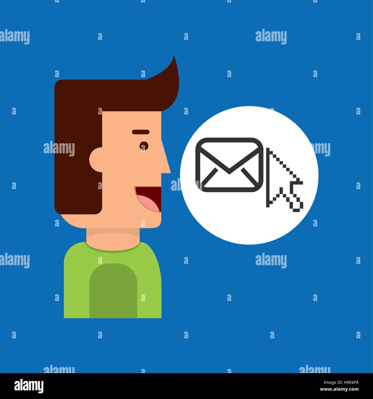 Garçon de caractère avec e-mail tablette curseur vector illustration eps 10 Illustration de Vecteur
