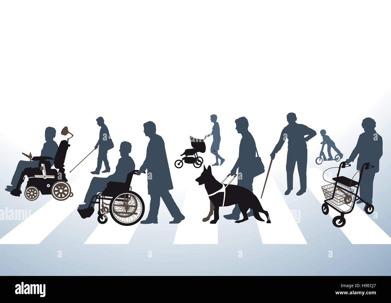 Route accessible, le handicap, l'aide de marche Banque D'Images