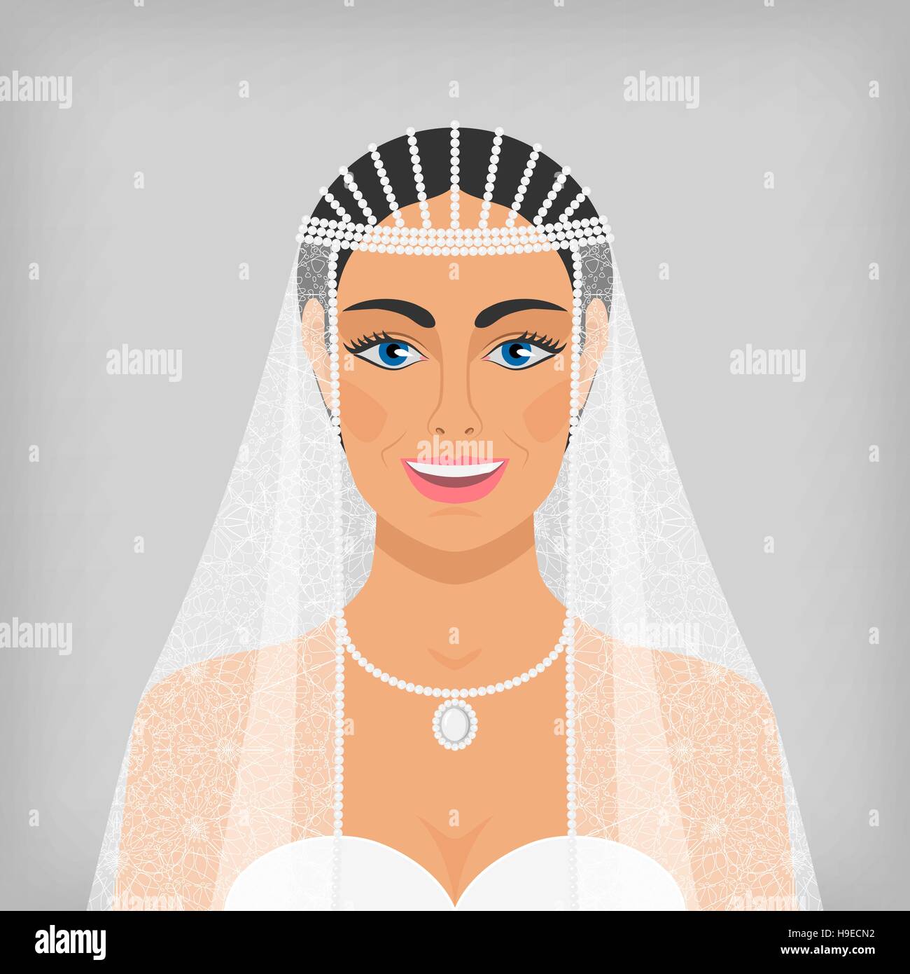 Beautiful smiling bride en voile. Illustration 10 Illustration de Vecteur