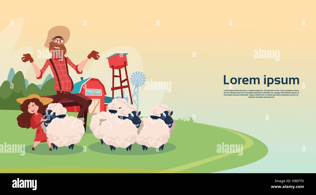 Laine de moutons d'élevage fermier Farm Illustration de Vecteur