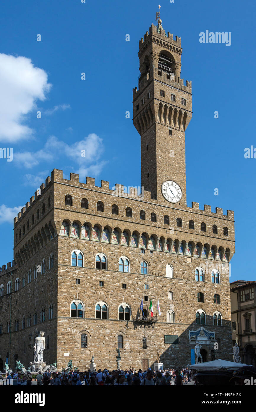 Le Palazzo Vecchio (Vieux palais) est l'hôtel de ville de la ville de Florence, en Italie. Banque D'Images