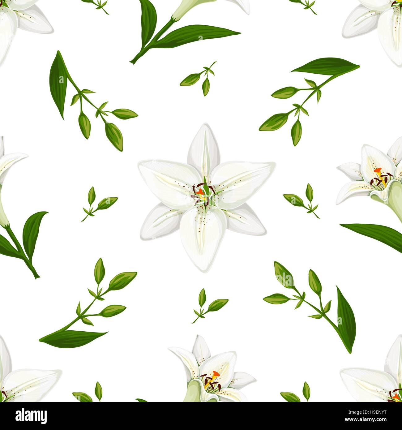 Vector Floral pattern avec lilies Illustration de Vecteur