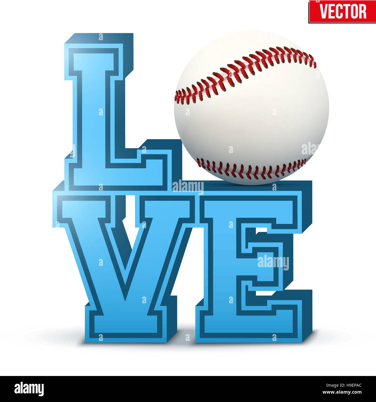 Inscription baseball d'amour. Illustration de Vecteur