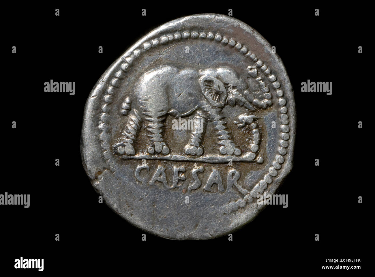Pièce de monnaie romaine de Jules César Banque D'Images