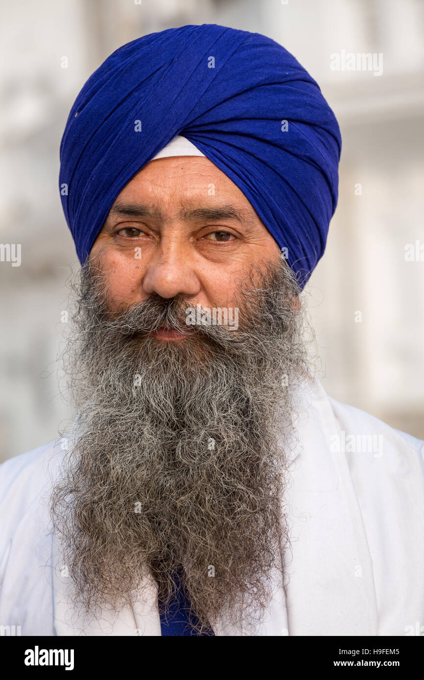 Portrait de pèlerin Sikh, Amritsar, Punjab, India Banque D'Images
