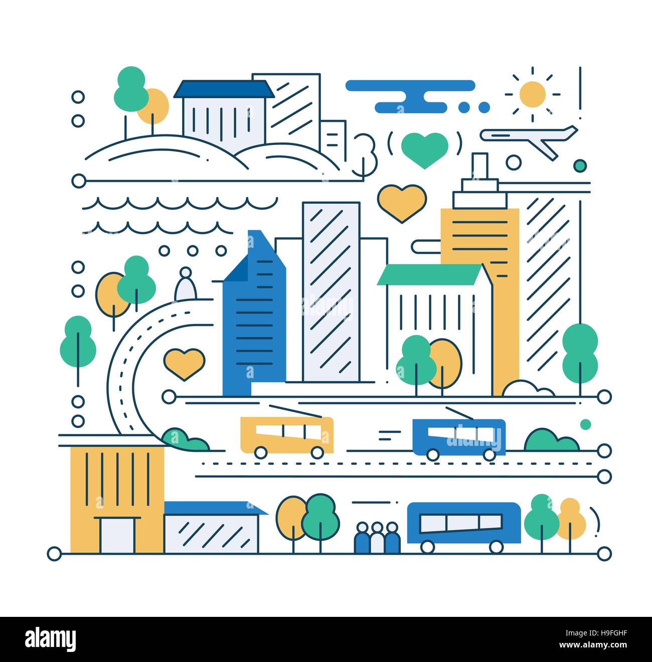 City Life - composition de conception en ligne Illustration de Vecteur