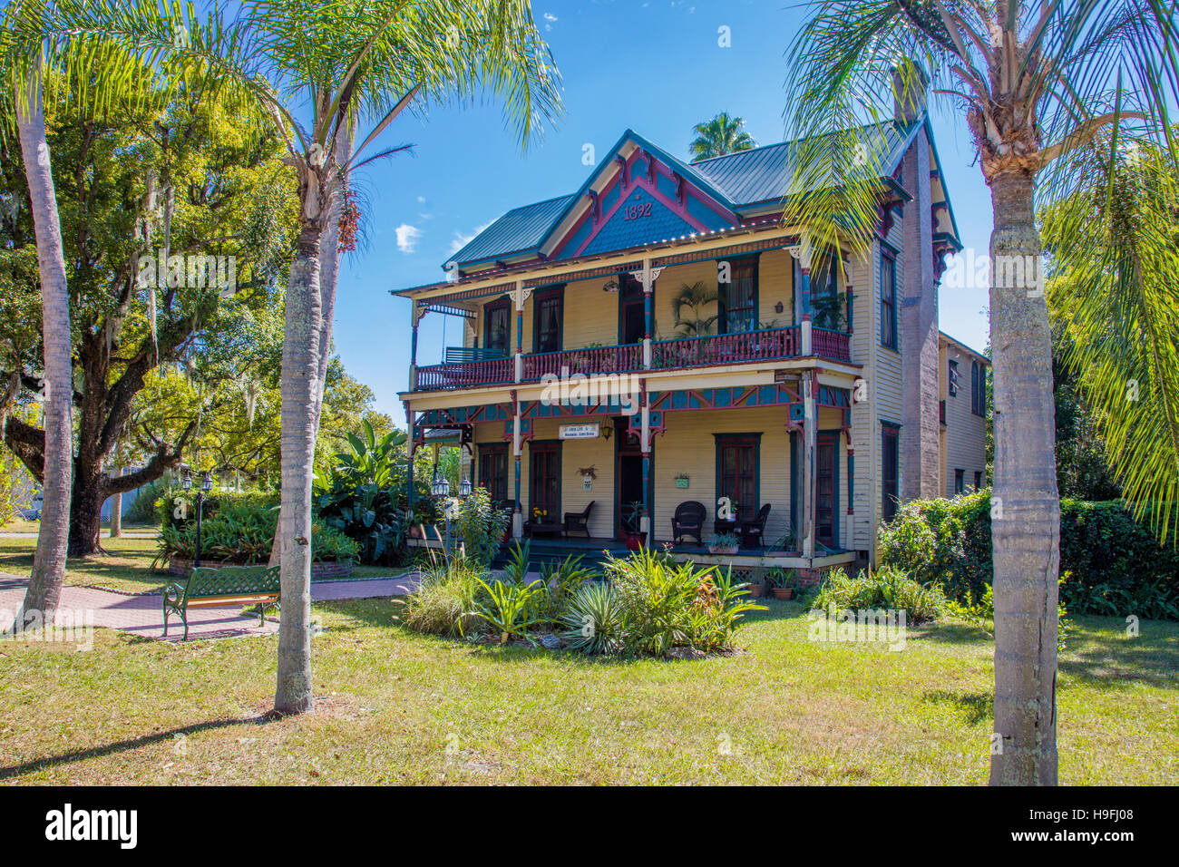 John Lee & Deuil Jones House Construit en 1892 Quartier historique de Arcadia Florida inscrit sur le Registre National des Endroits Historiques Banque D'Images