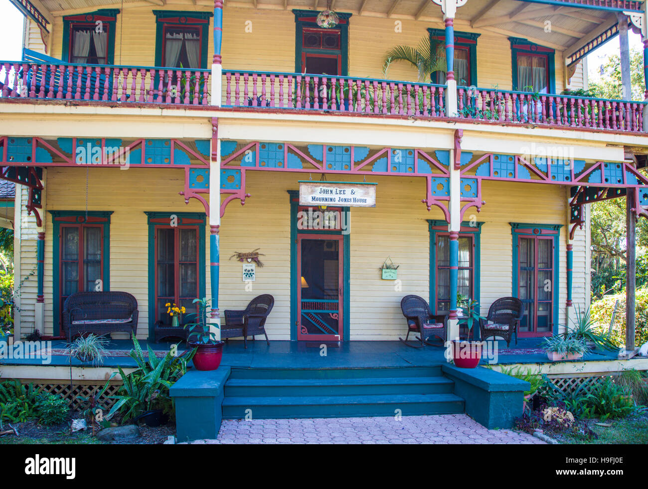 John Lee & Deuil Jones House Construit en 1892 Quartier historique de Arcadia Florida inscrit sur le Registre National des Endroits Historiques Banque D'Images