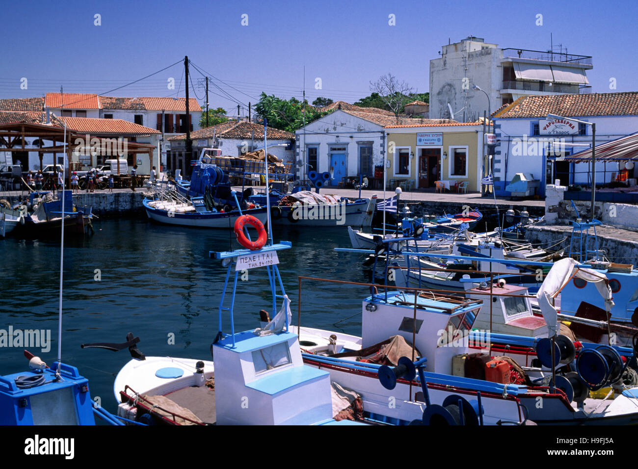 La Grèce, le nord-est de l'îles de la mer Égée, Lemnos, myrina, port Banque D'Images