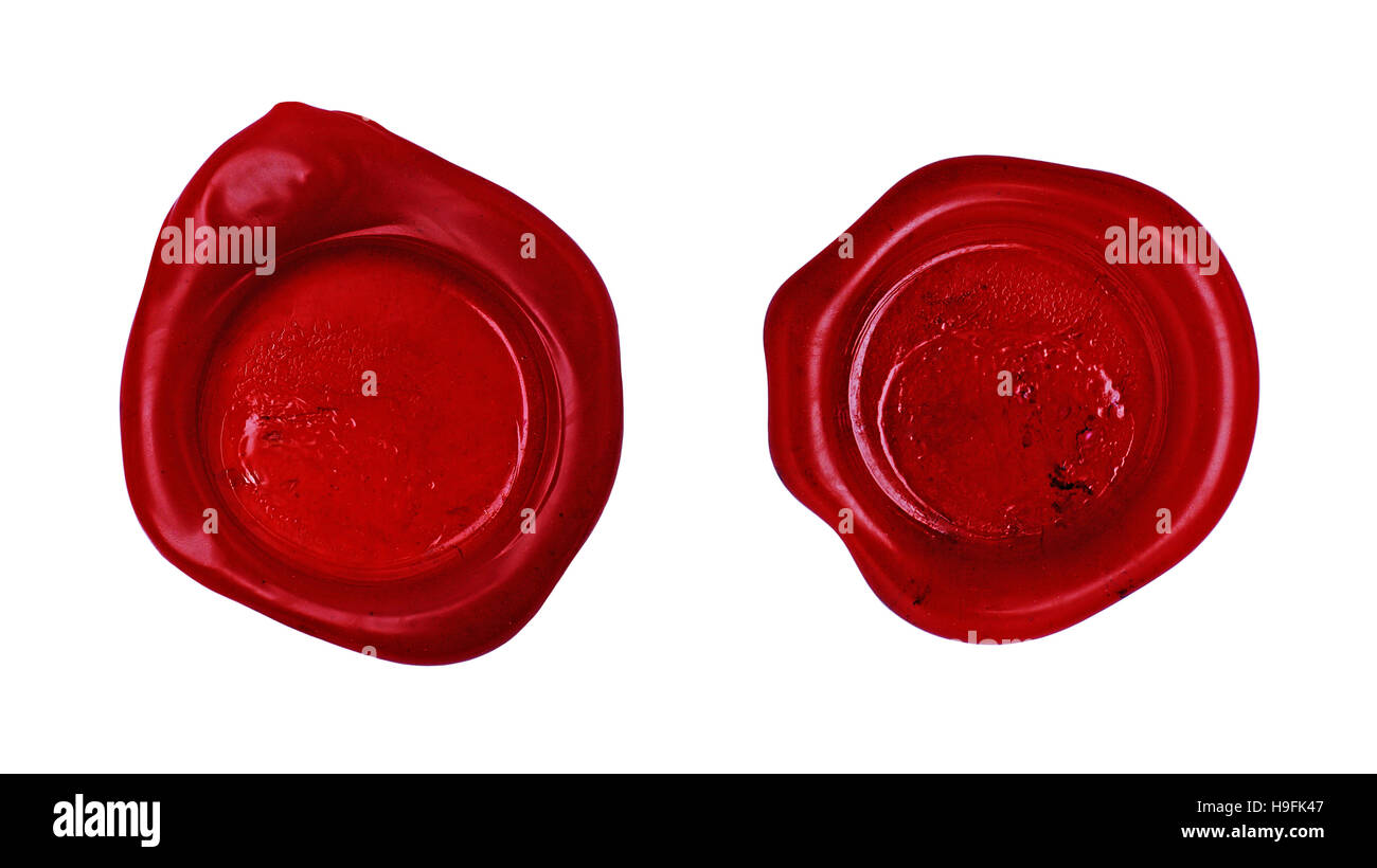 Sceau de cire rouge isolé sur fond blanc Banque D'Images