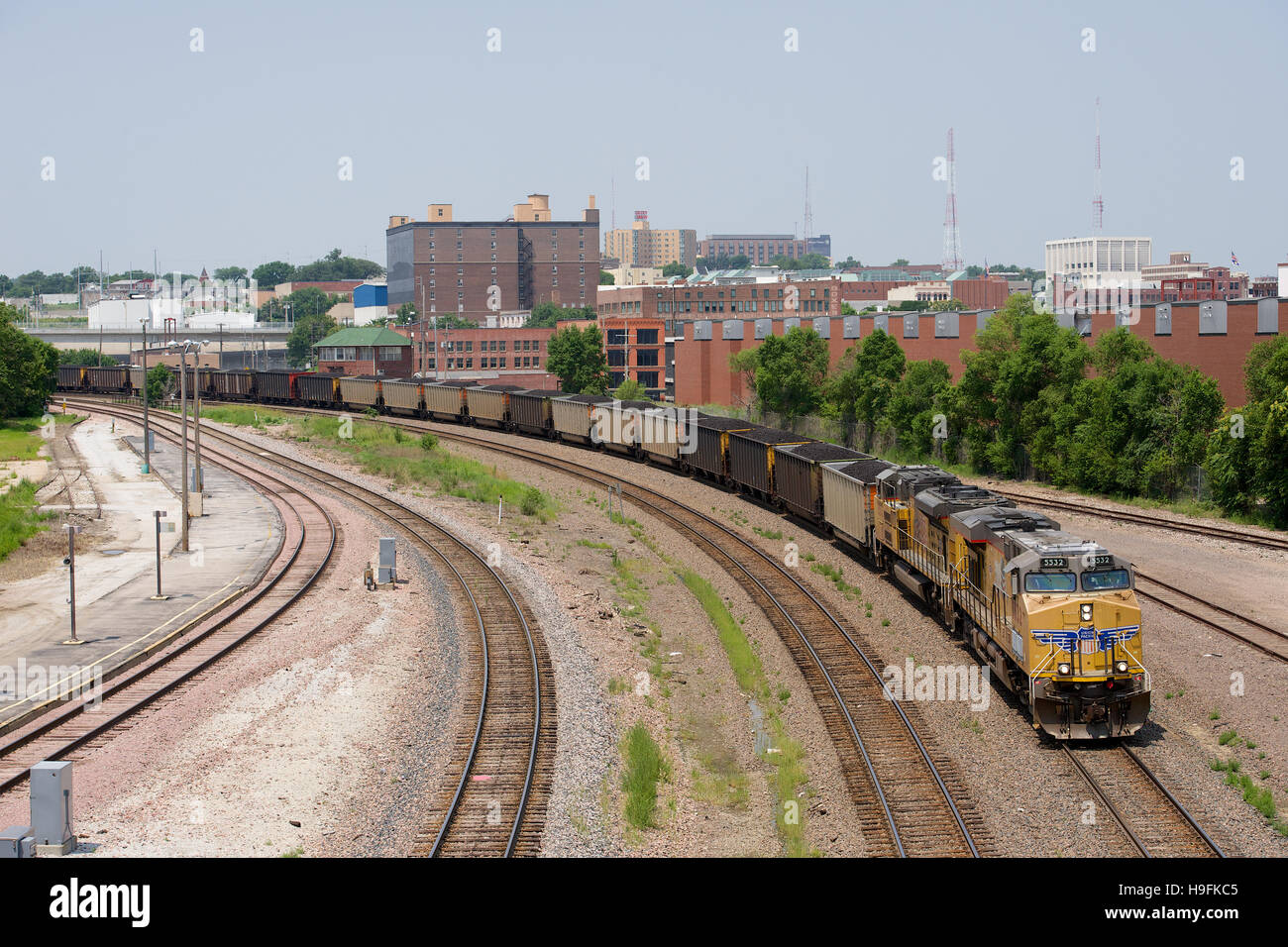 Union Pacific Train de charbon près de Omaha, Nebraska, USA. Banque D'Images