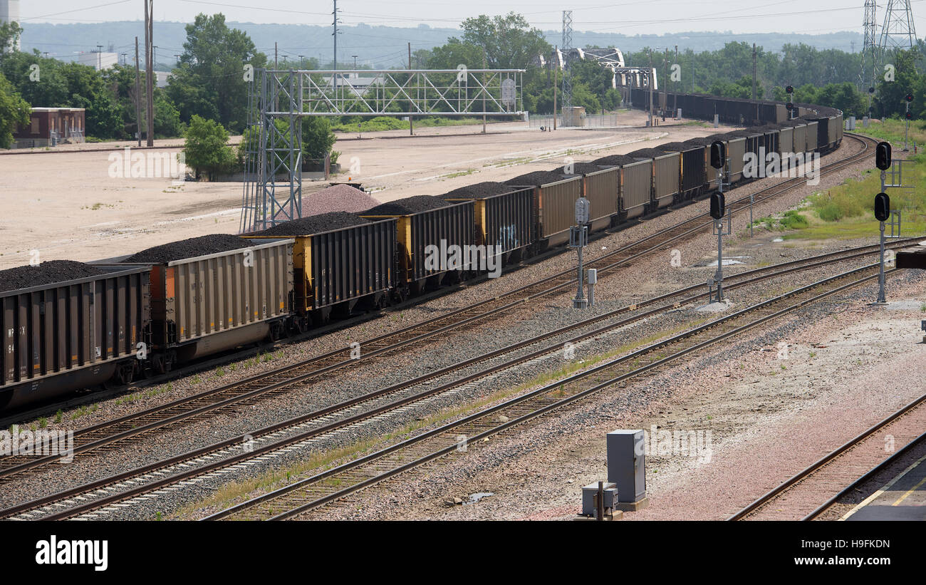 Train de charbon à Omaha, Nebraska, USA. Banque D'Images