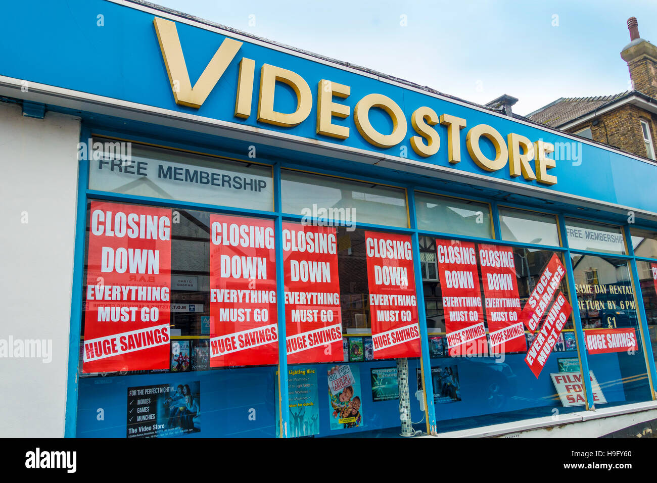 Vente de location de vidéos en magasin de vidéos fermeture Broadstairs Kent. Probablement le dernier magasin de location de vidéos au Royaume-Uni Banque D'Images