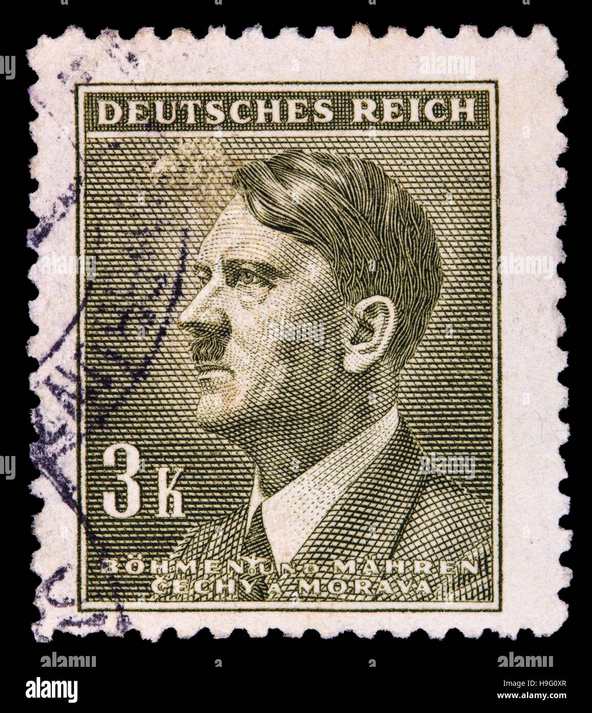 REICH ALLEMAND. Circa 1939 - c.1944 : un timbre-poste avec le portrait d'Adolf Hitler Banque D'Images