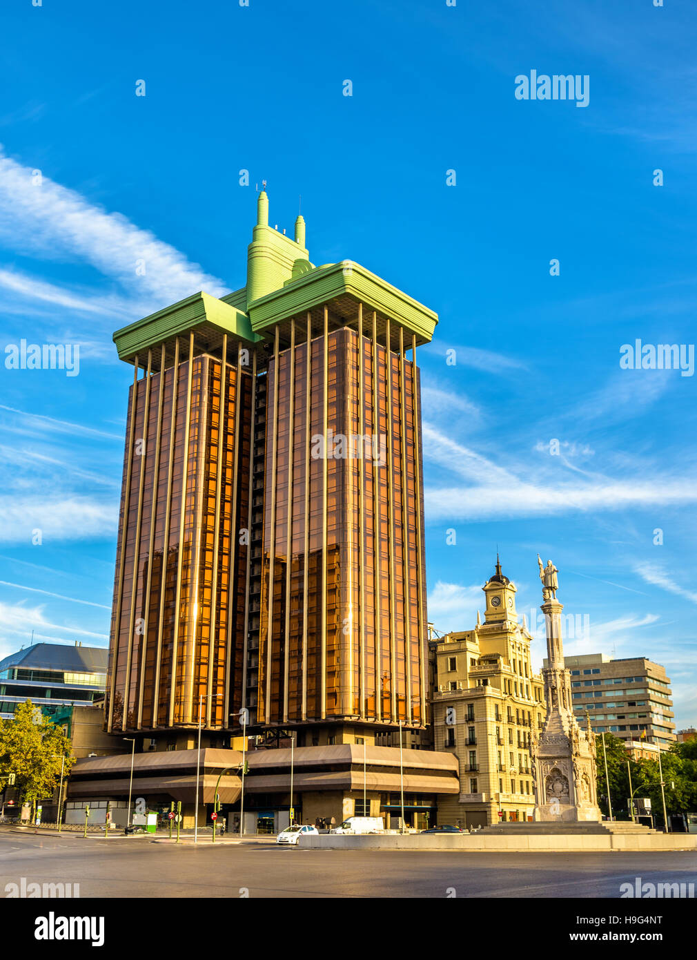 Columbus Tours ou Torres de Colon, un immeuble d'habitation à Madrid, Espagne Banque D'Images