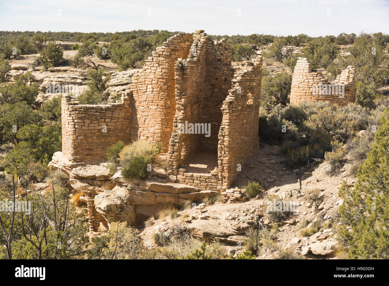 L'Utah, Hovenweep National Monument, ancestraux Puebloan ruines, Cutthroat Castle Group Banque D'Images