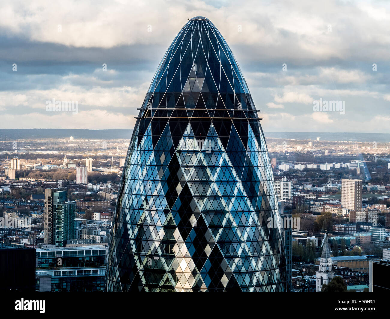 Le Gherkin building, Londres, Royaume-Uni. Banque D'Images