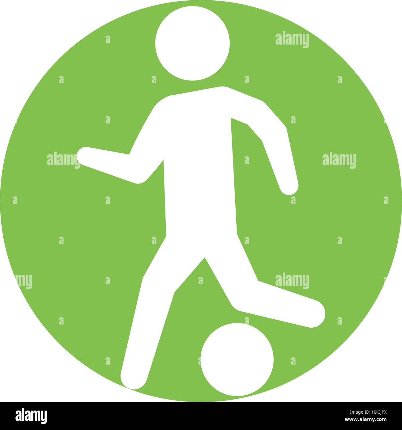 Soccer player silhouette homme rond vert Illustration de Vecteur